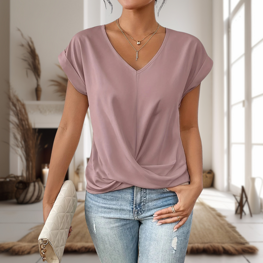 Elara Women's Sweetheart Neck T-Shirt – Lightweight Breathable Comfort 1