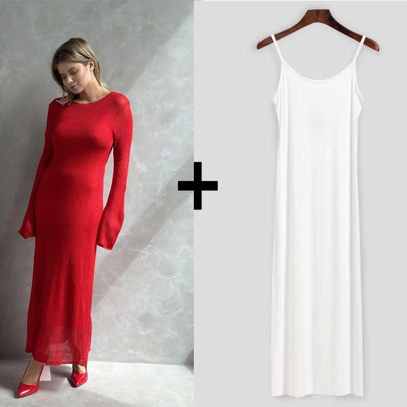 Liora Women's Knit Long Dress – Soft Elegant Comfort for Casual Outings 16