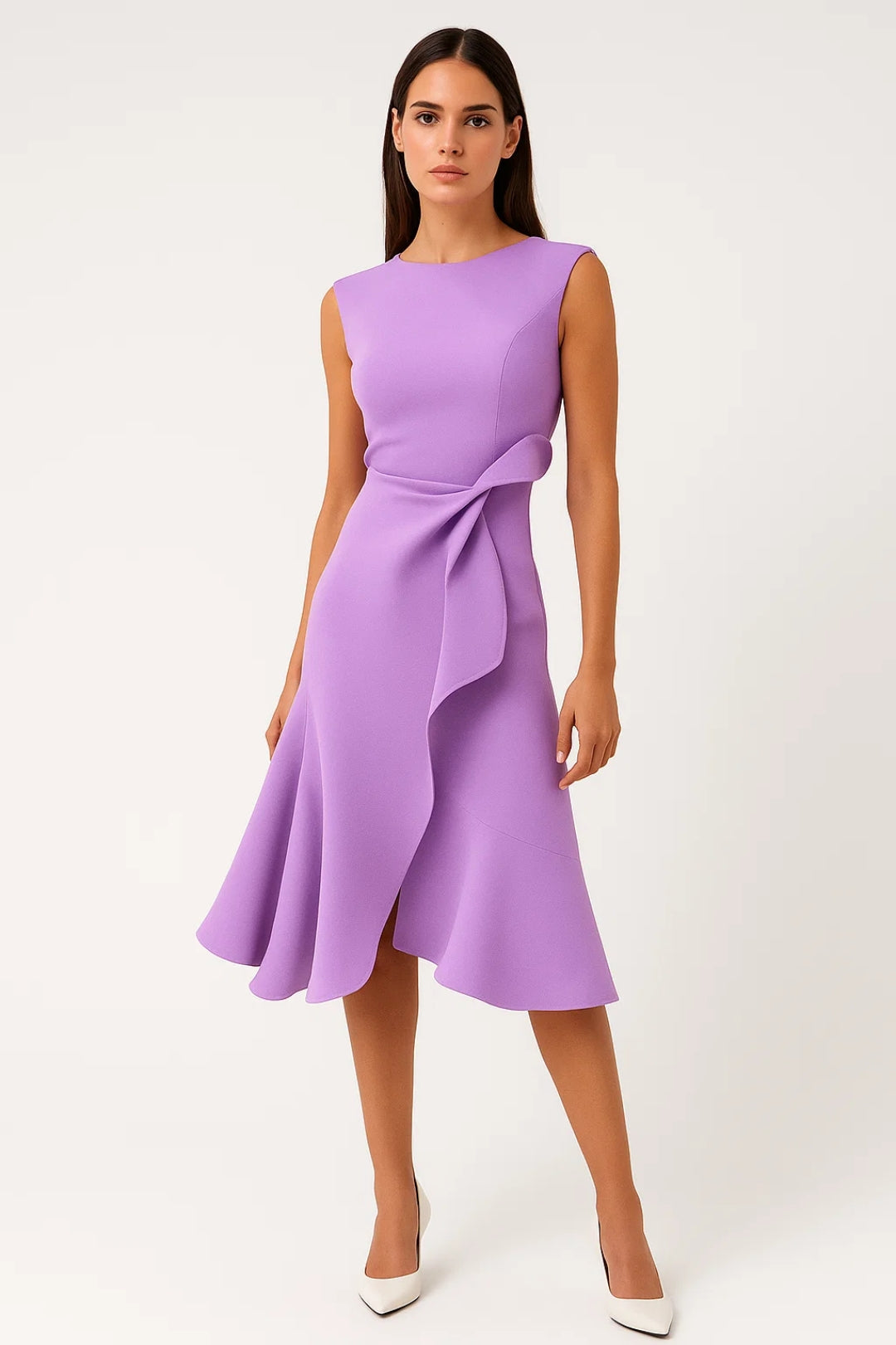 Lumi Damen Midikleid – Taillierter Schnitt mit Rüschen für festliche Anlässe 5