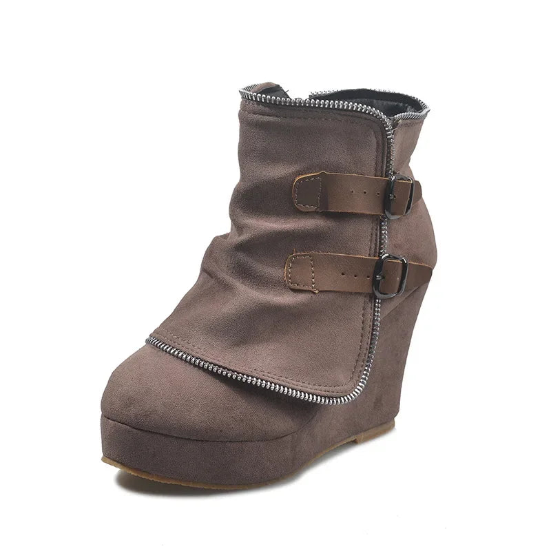 Lurelle Women's Ankle High-Heel Boots – Suede Elevation Comfort 7