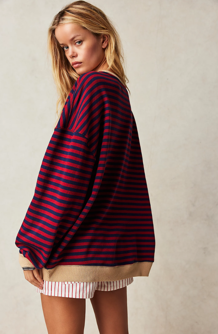 Mare Oversized Sweater Casual Knitwear – Striped Comfort Everyday Wear 7