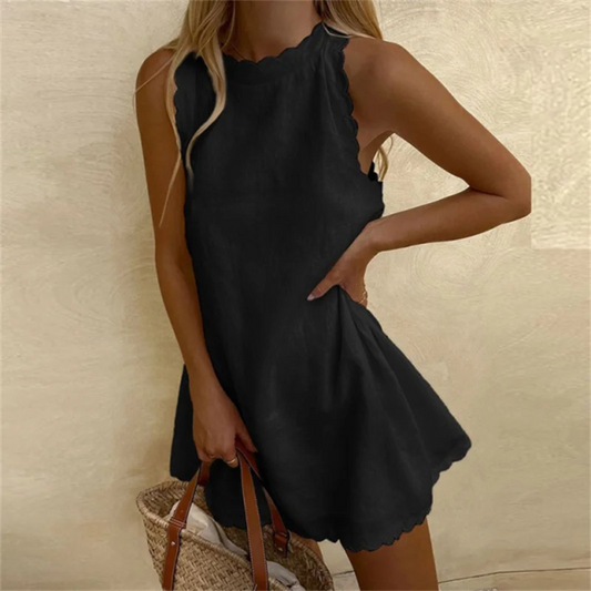 Mavelle Women's Summer Dress – Lightweight Linen with Wavy Edges 1