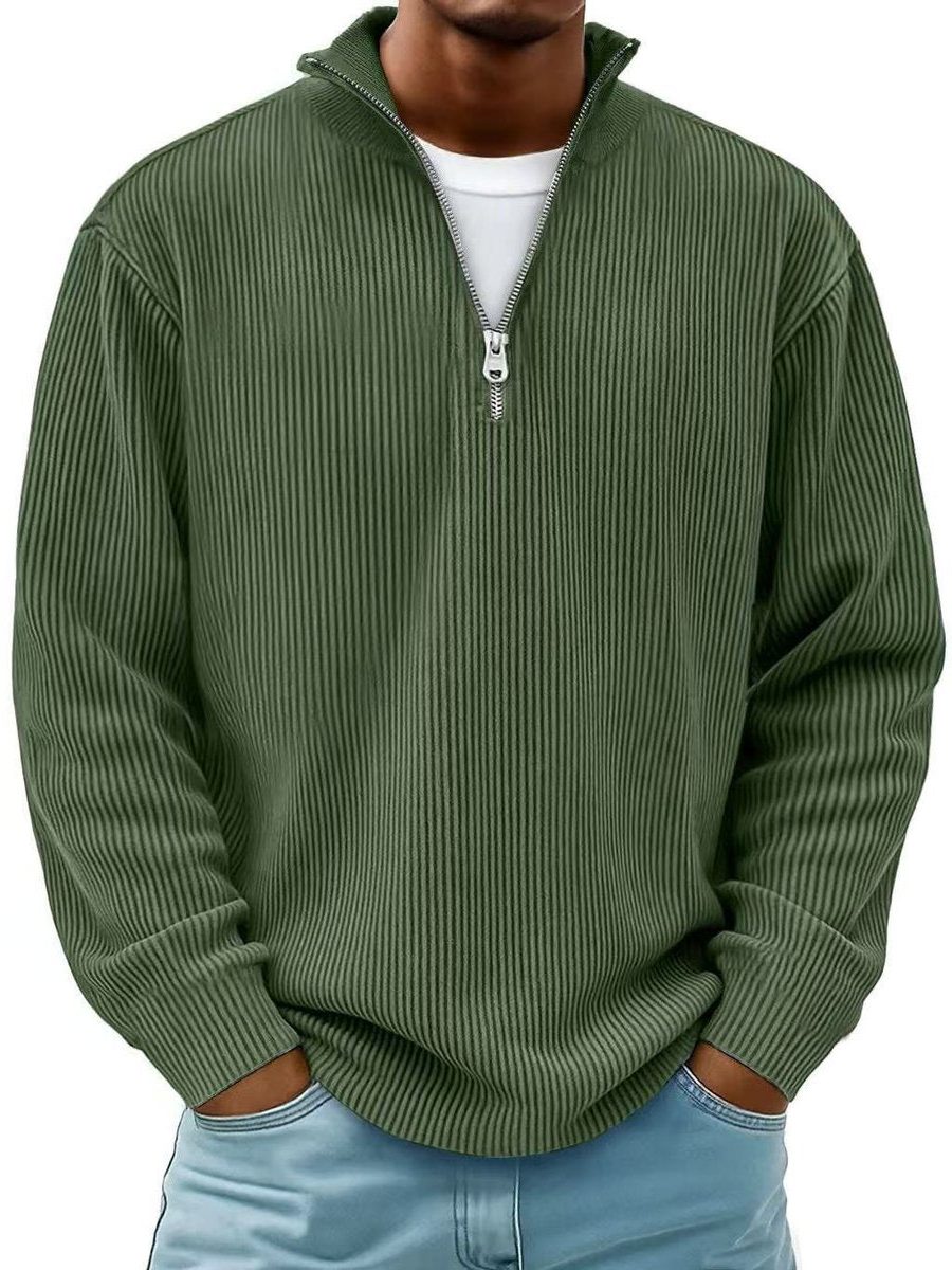 Rylan Men's Ribbed Knit Quarter-Zip Jumper – Stand Collar Comfort Layer 9