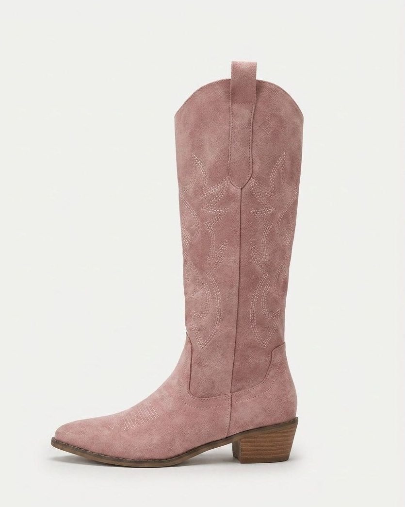 Sarina Women's Knee High Boots – Stylish Suede Embroidery Comfort 10