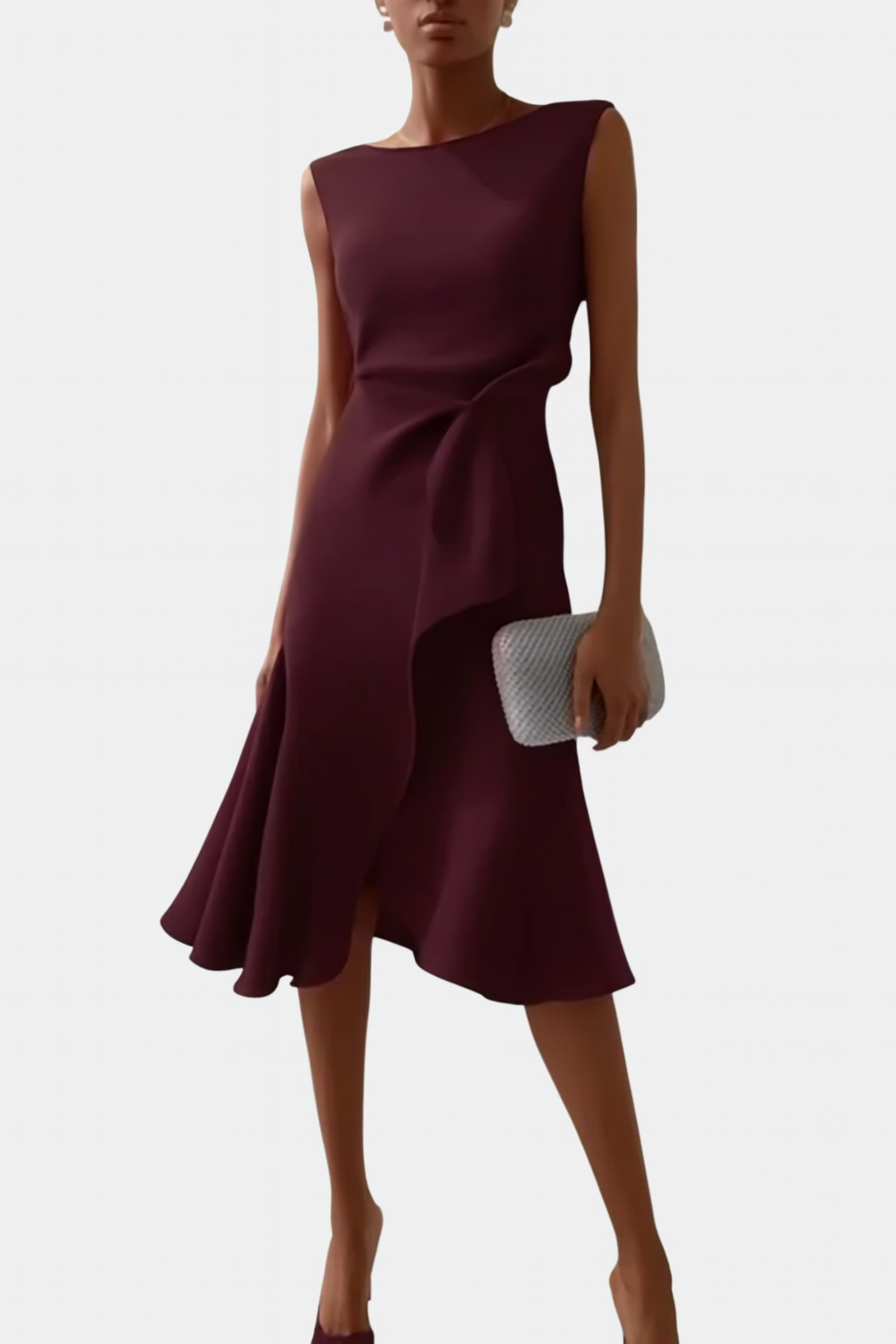 Serena Asymmetric Midi Dress – Draped Elegance for Special Occasions 11