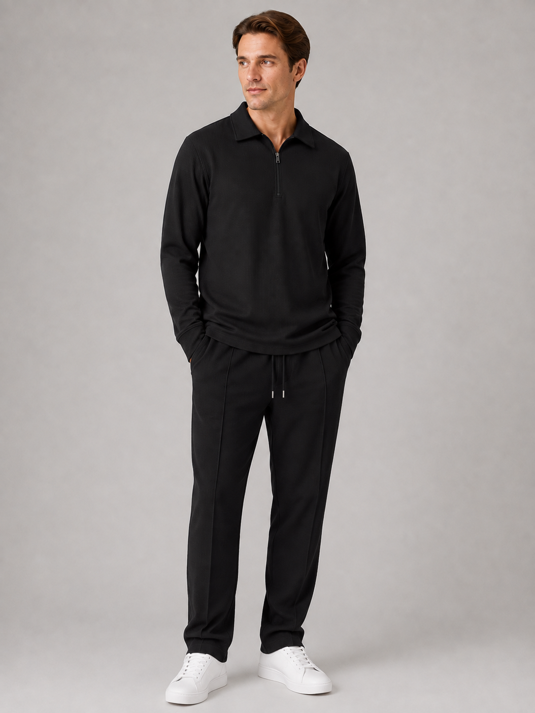 Taren Men's Two-Piece Polo Set – Textured Design for Smart Casual Wear 6