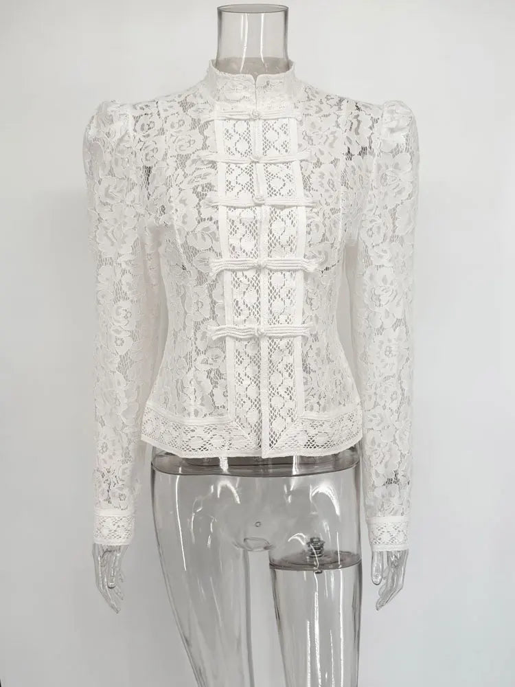 Tossy Women's Vintage Lace Blouse – Elegant Hollow Out Design 8