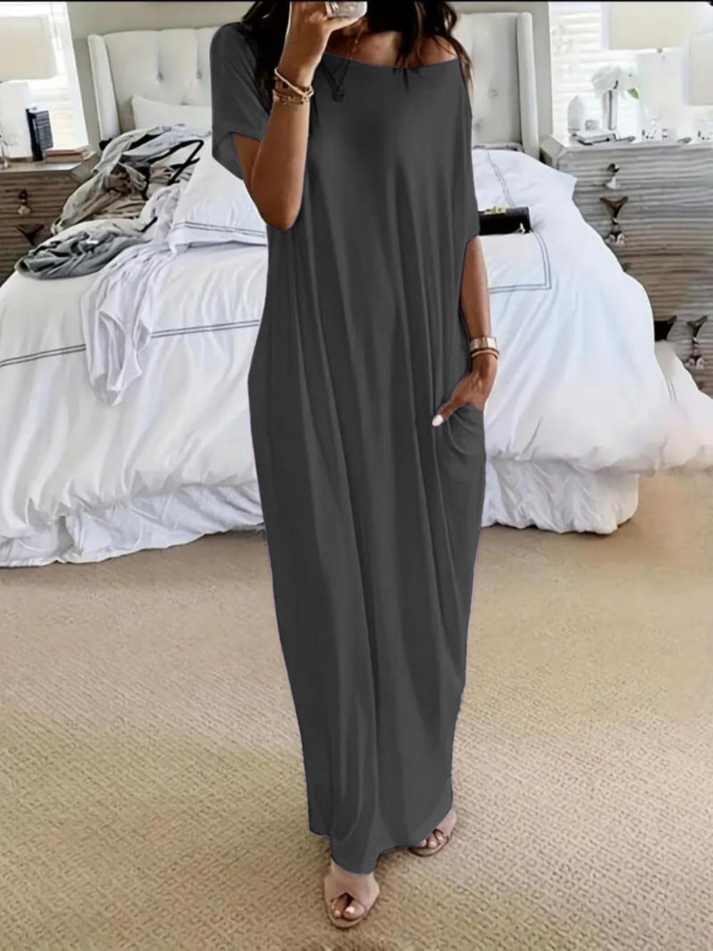 Zesty Women's Casual Dress – Stylish Asymmetric Off-Shoulder Comfort 11