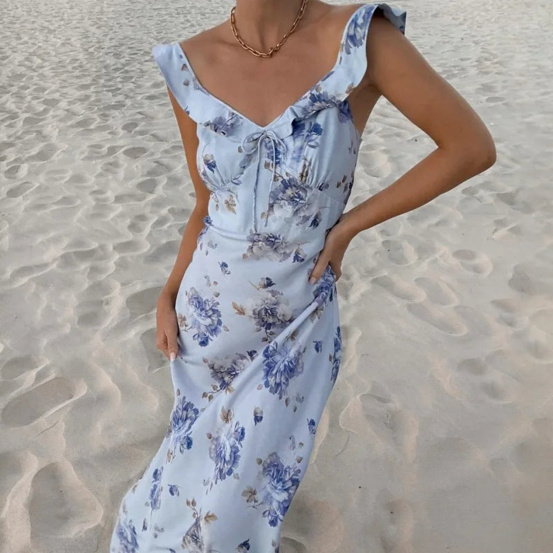 Zyra Women's Floral Print Maxi Dress – Chic Backless Summer Style 6