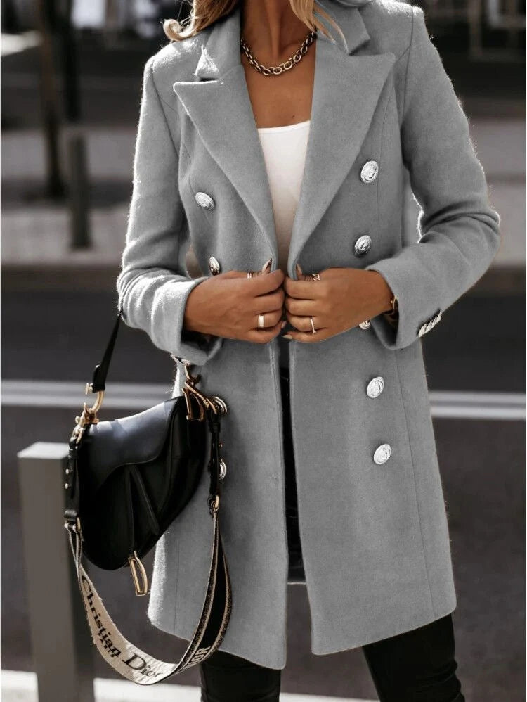 Blazer Women - Double-Breasted Coat with Notch Lapel