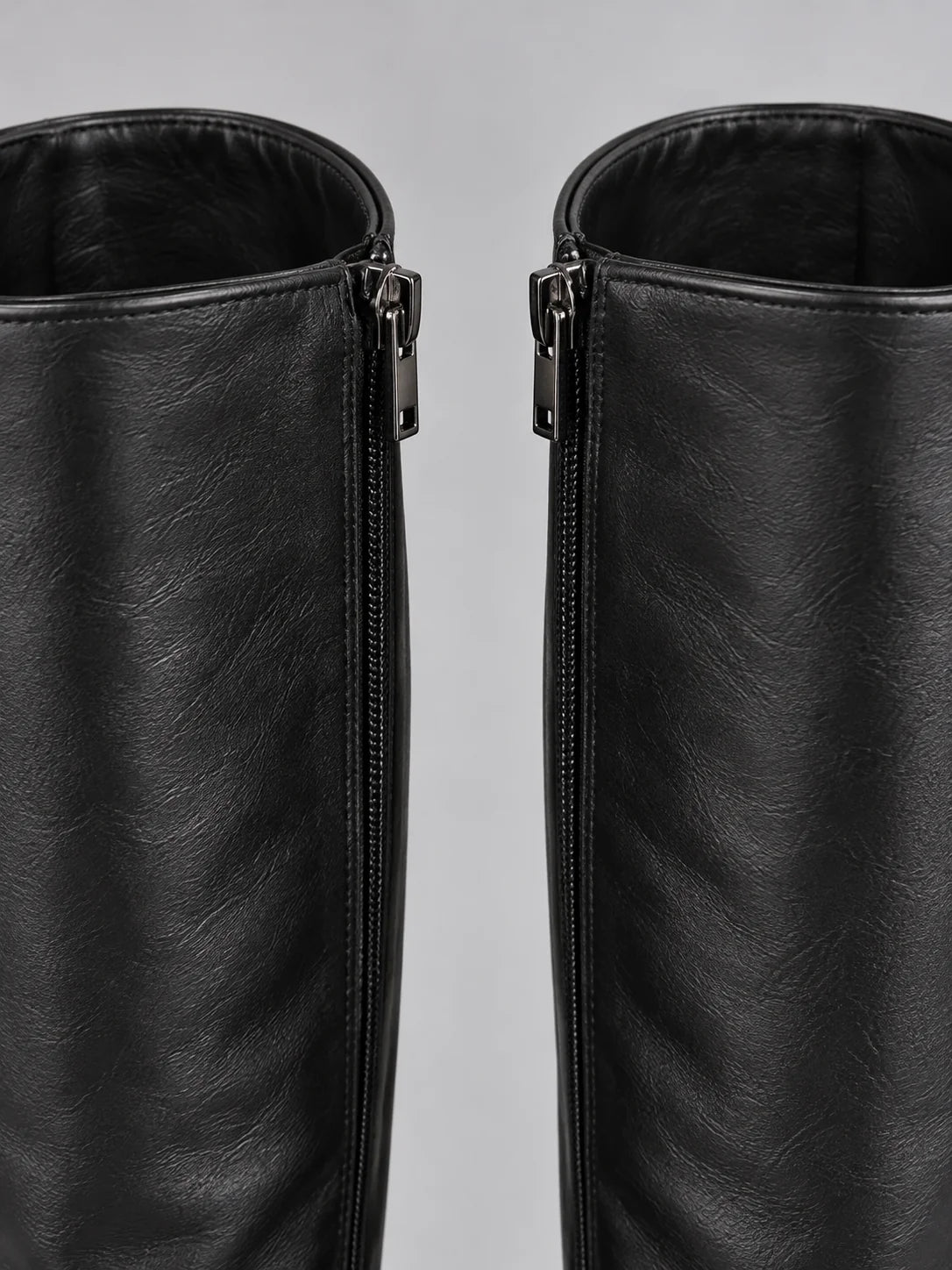 Boots Women - Leather Look Pointed Toe Knee High