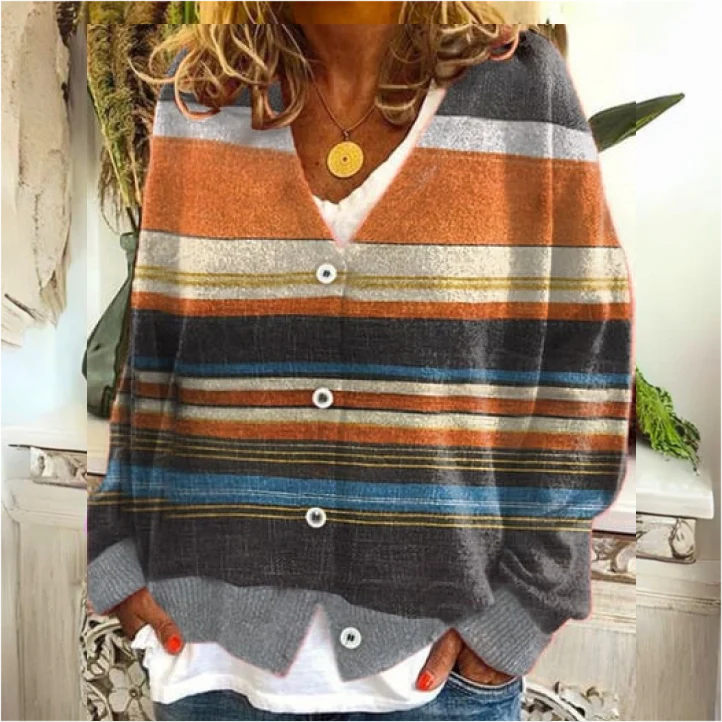 Cardigan Women - Floral Knit with Button Front
