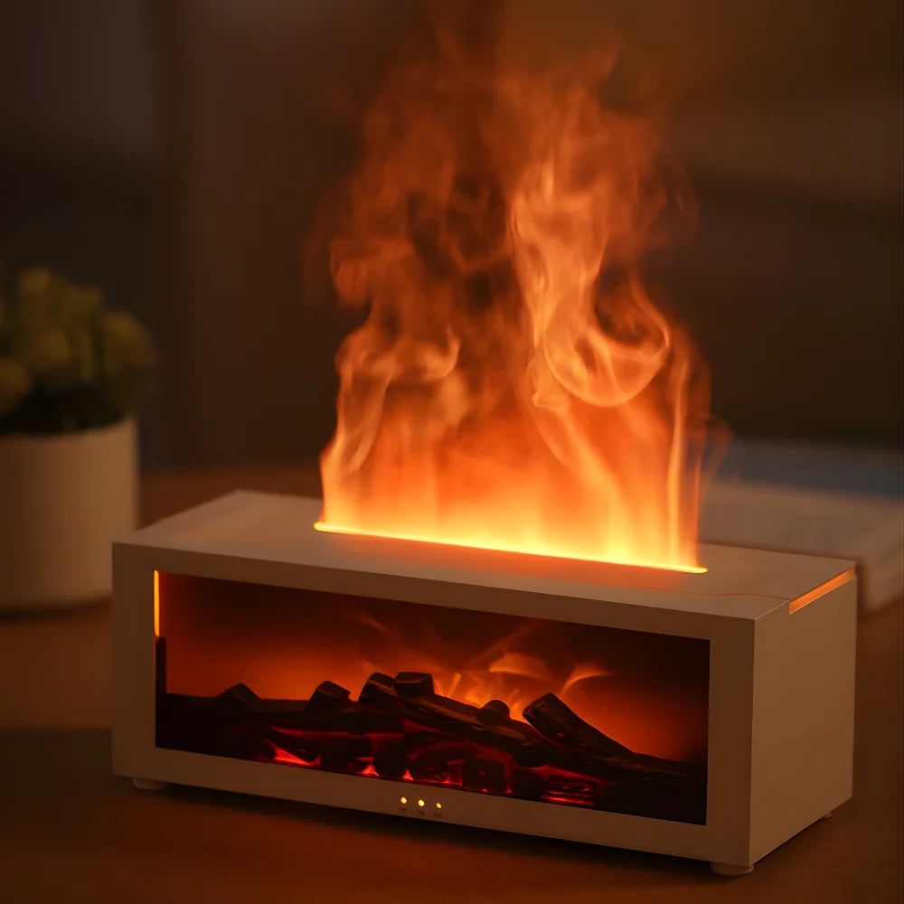 Compact Electric Fireplace – black or white, LED flame effect