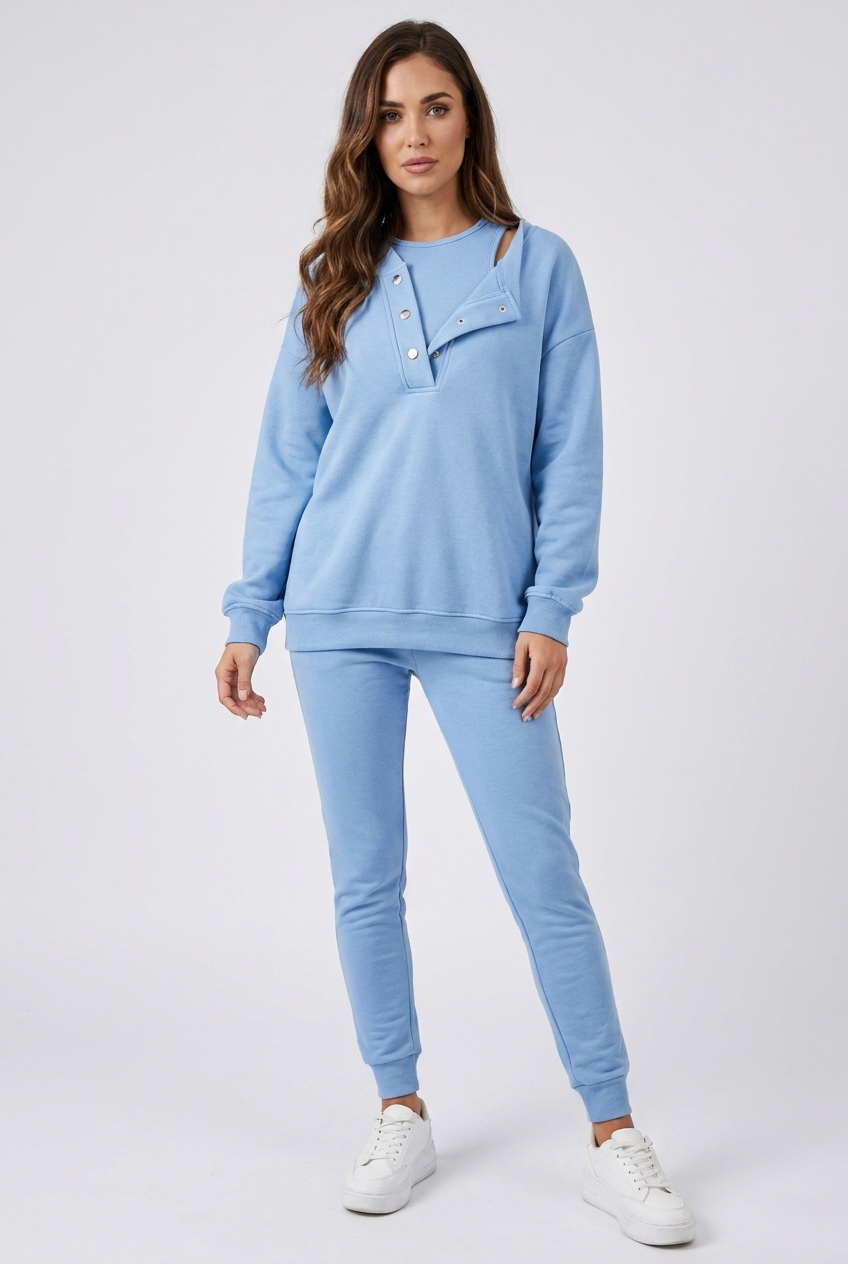 Tracksuit Women - Cotton Sweatshirt and Joggers Two-Piece Set