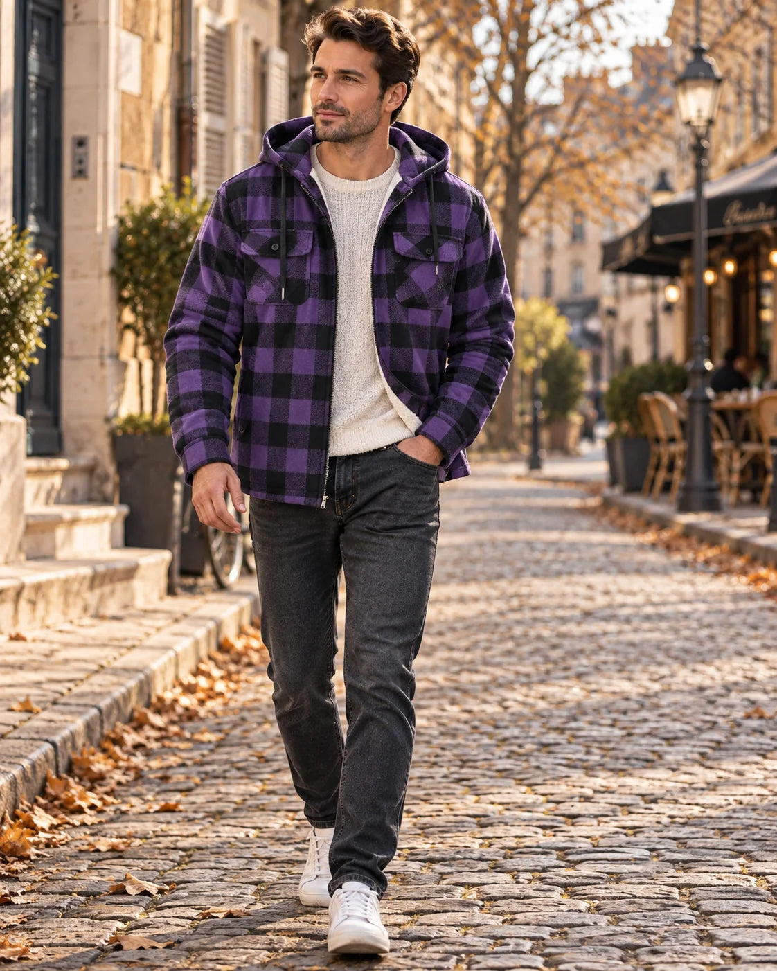 Jacket Men - Check Flannel with Sherpa Lining