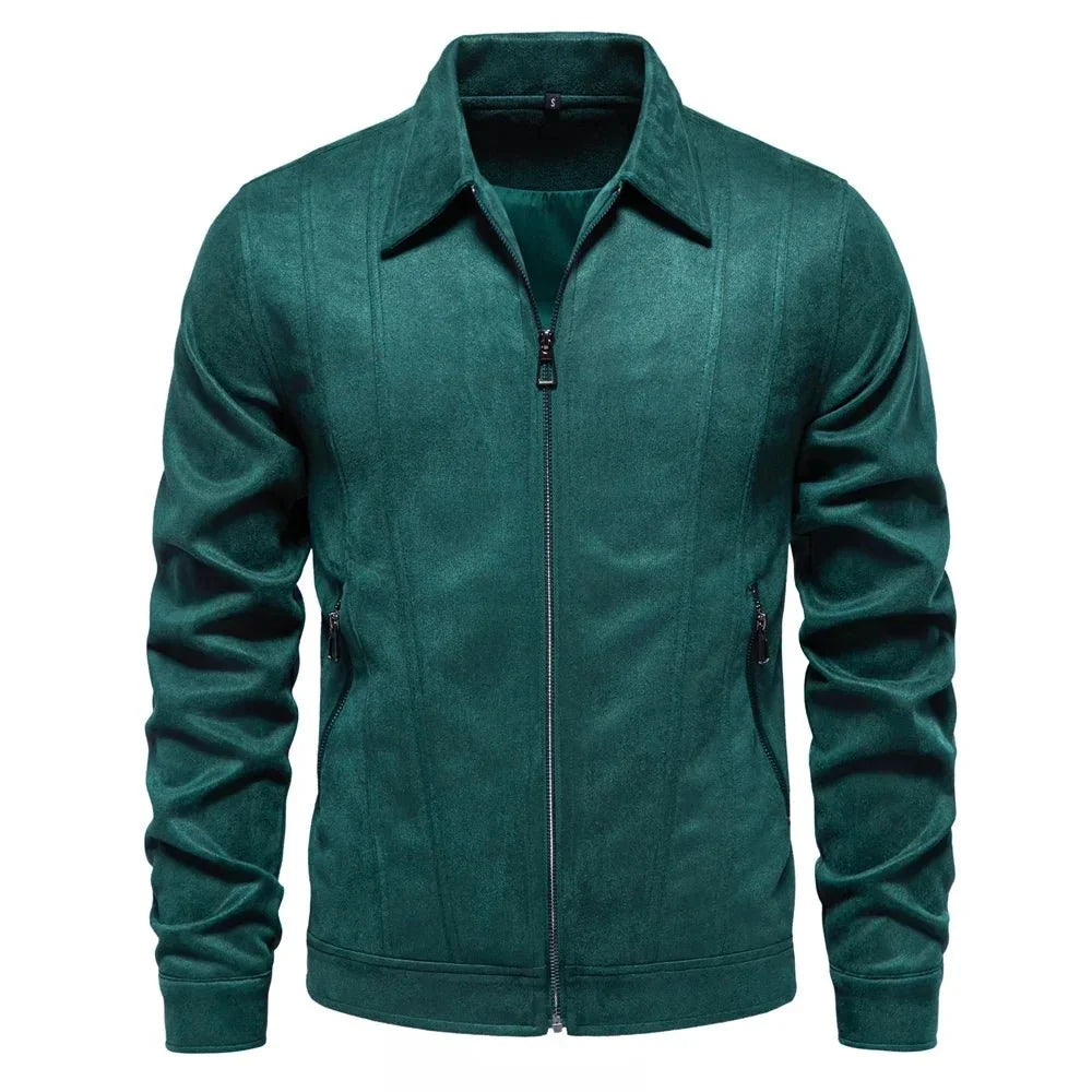 Jacket Men - Suede-Look Polyester Zip Jacket with Side Pockets