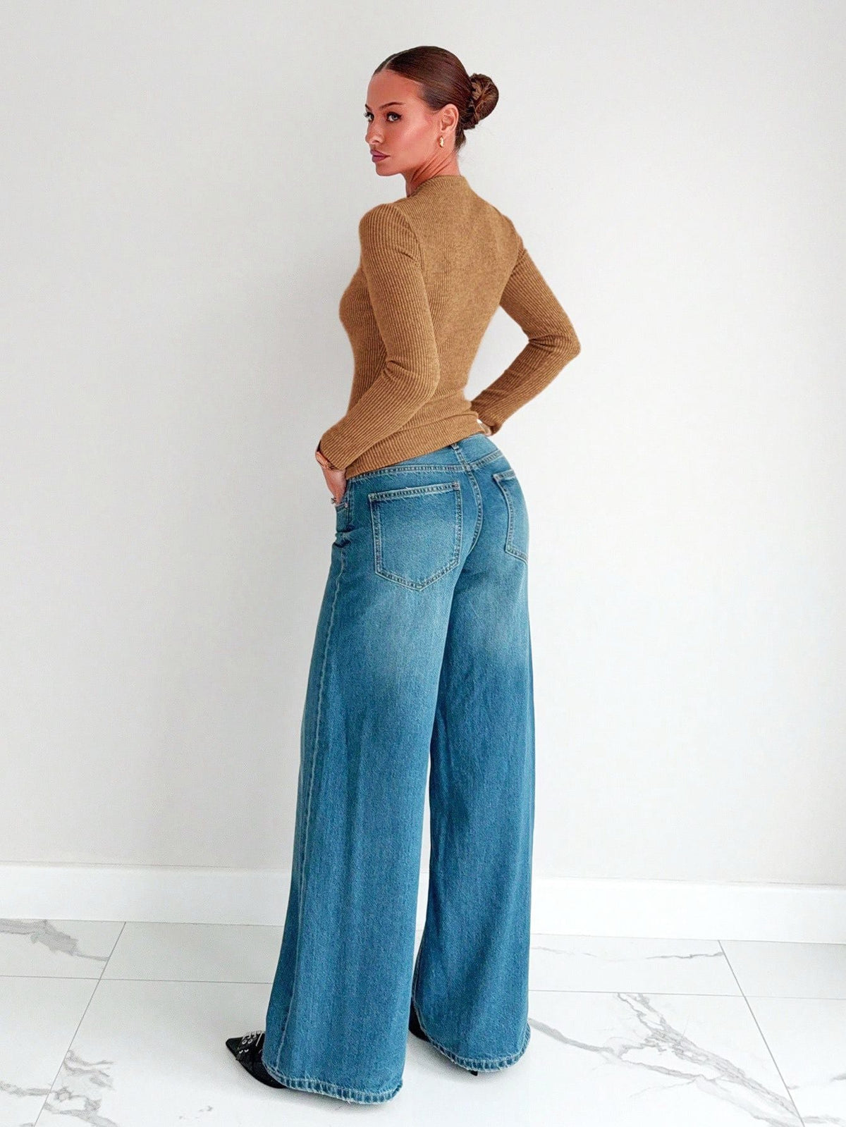 Knit Top Women - Ribbed Cutout Knit Top with Draped Front and Buckle Detail