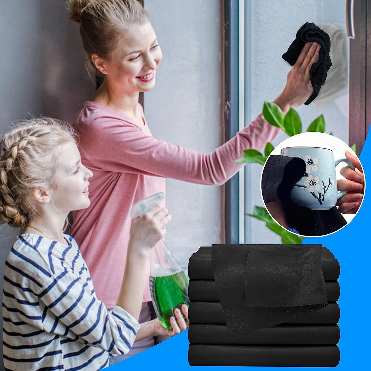 Microfibre Cloth – streak-resistant, lint-resistant, set of ten