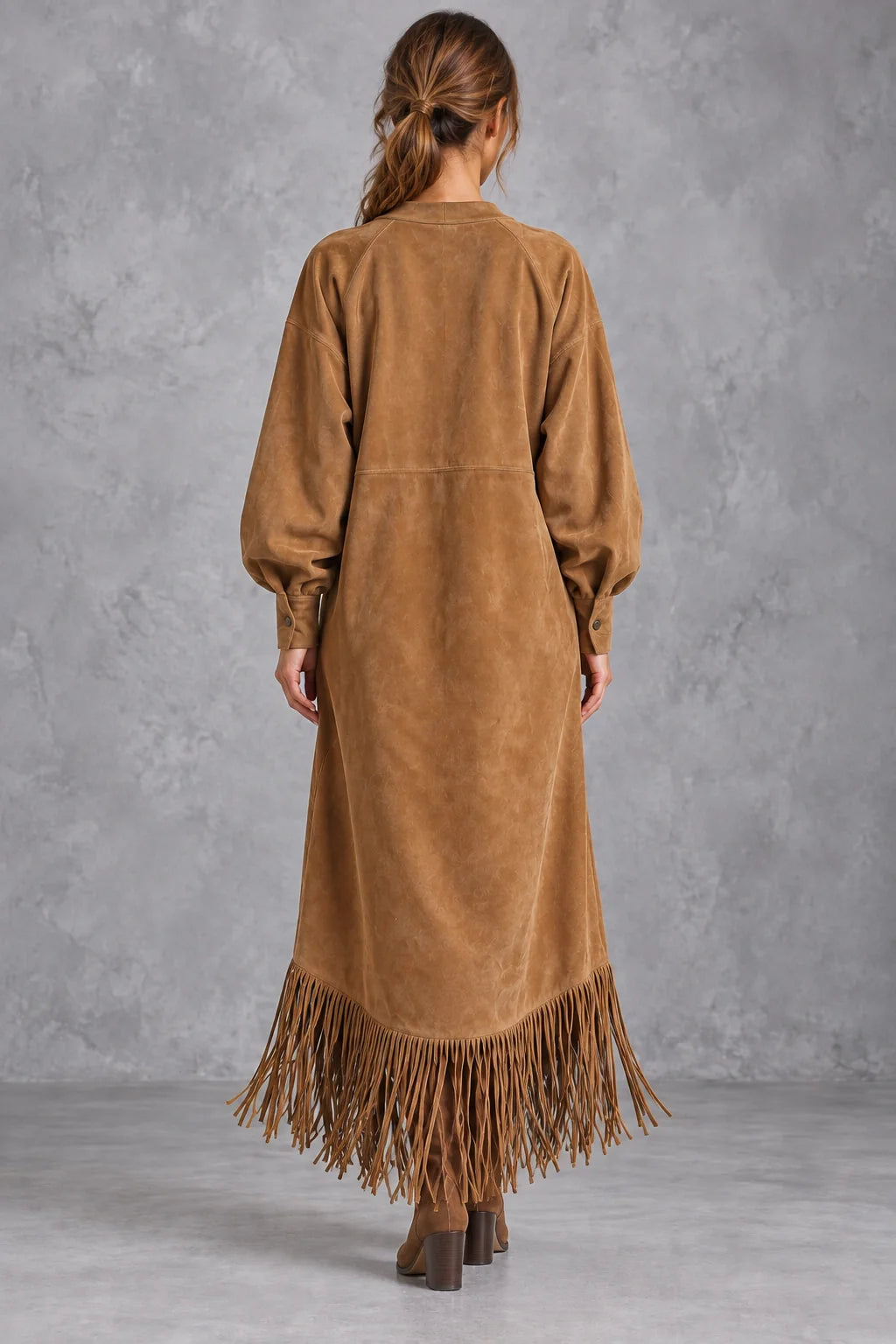 Midi Dress Women - Western Tassel Suede Dress