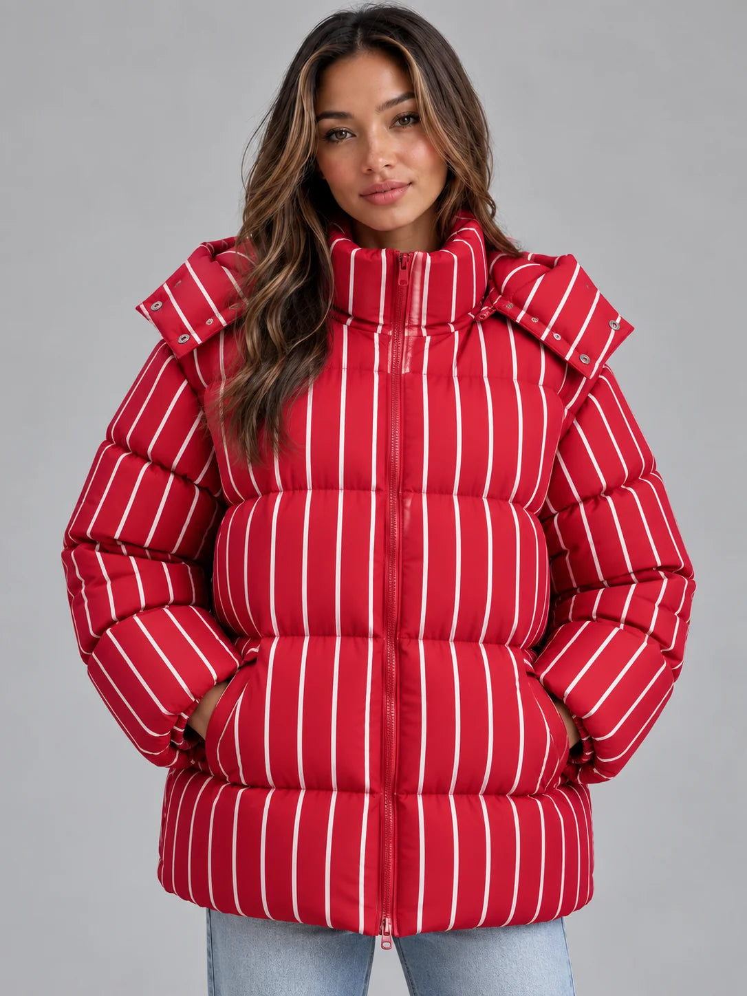 Puffer Jacket Women - Hooded Quilted Winter Coat