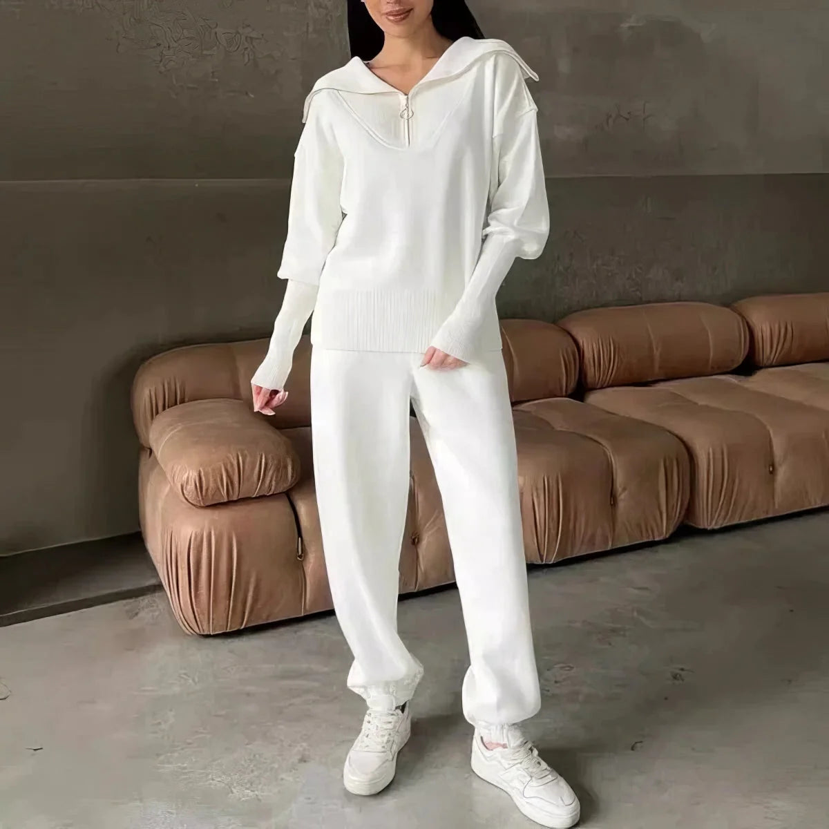 Set Women - Ribbed Lounge with Half-Zip Collar