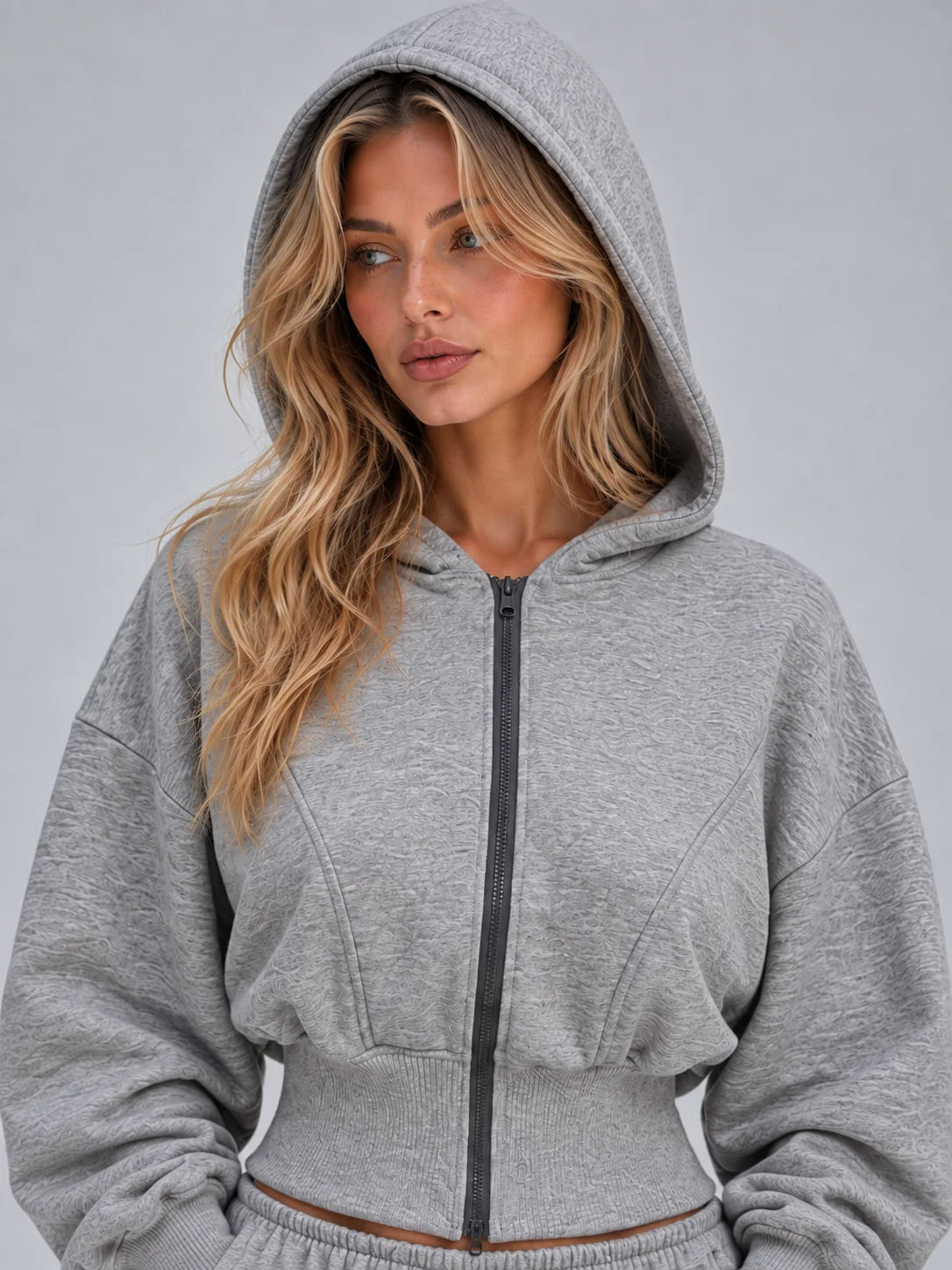 Tracksuit Women - Zip Hoodie with Wide Leg Joggers
