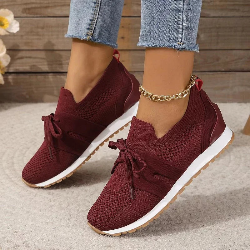 Trainers Women - Knit Slip-On with Bow Detail