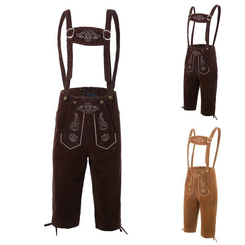 Trousers Men - Bavarian Knee Breeches with Braces and Embroidery