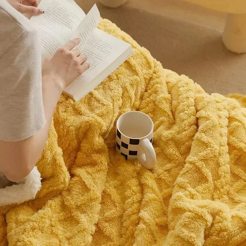 Wool Fleece Throw Blanket – warm winter layer for sofa and bed