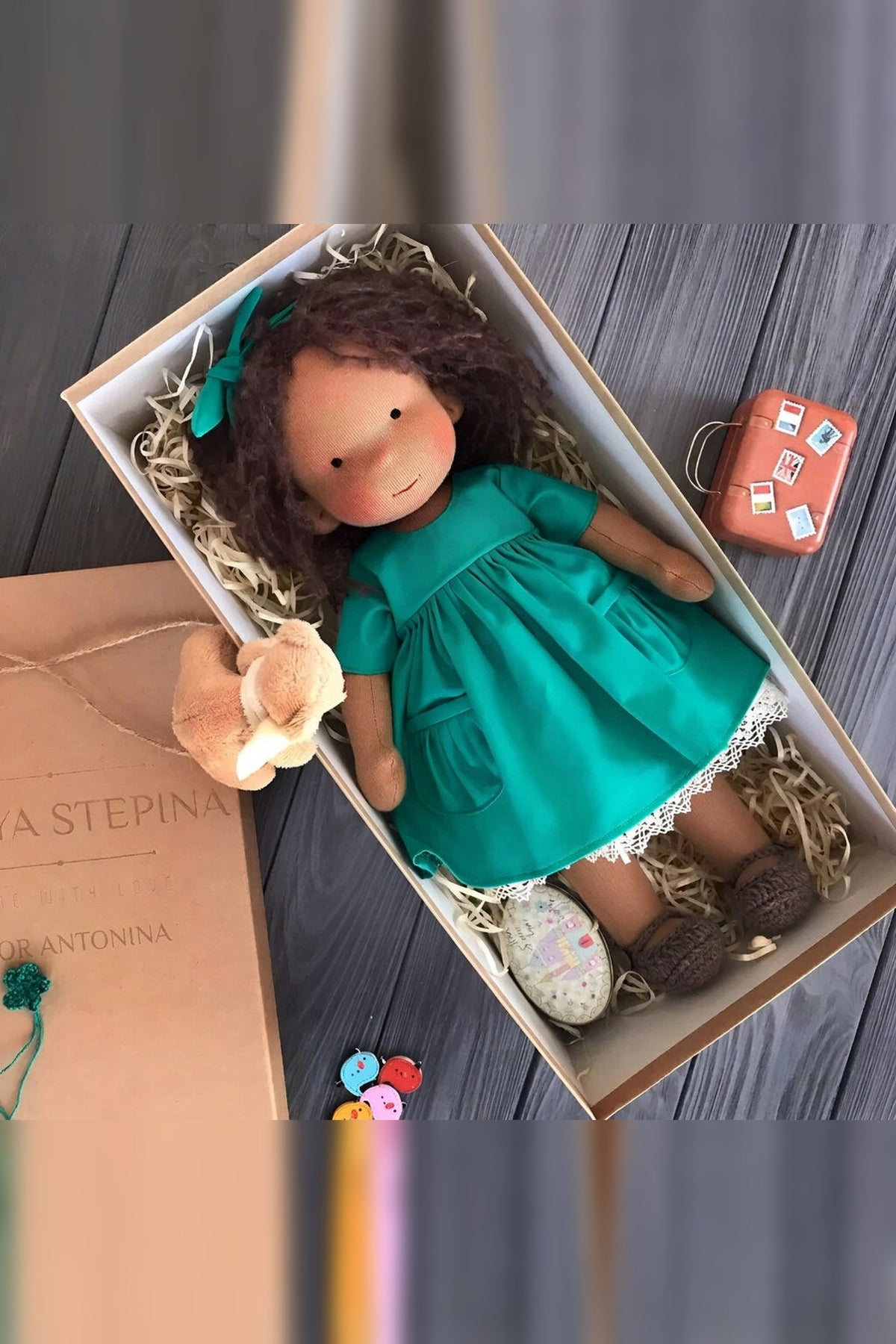 Handmade Waldorf Doll – soft plush toy, natural cotton & wool, hypoallergenic