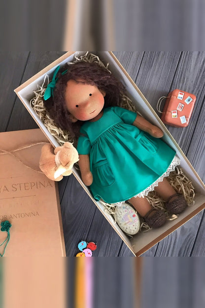Handmade Waldorf Doll – soft plush toy, natural cotton & wool, hypoallergenic