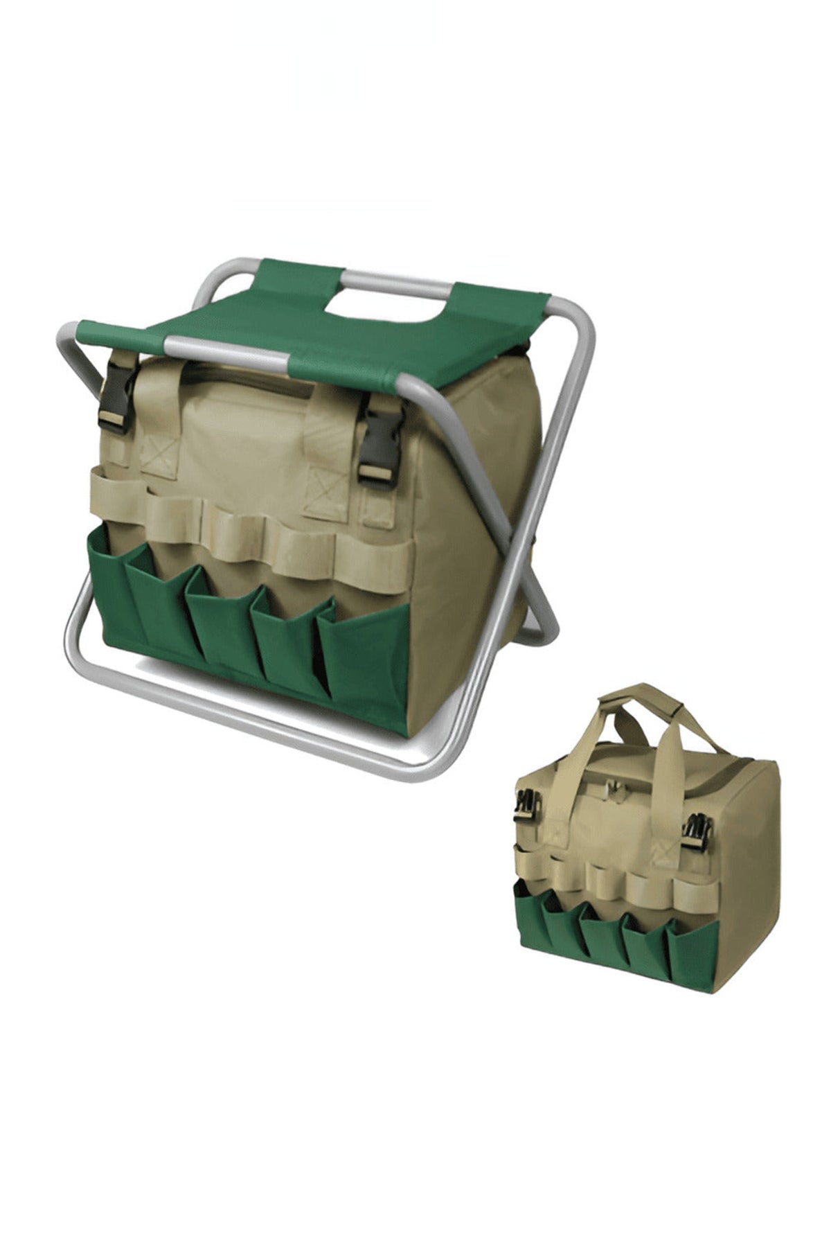 Garden Tool Kit with Folding Stool – Storage Bag and Six Tools