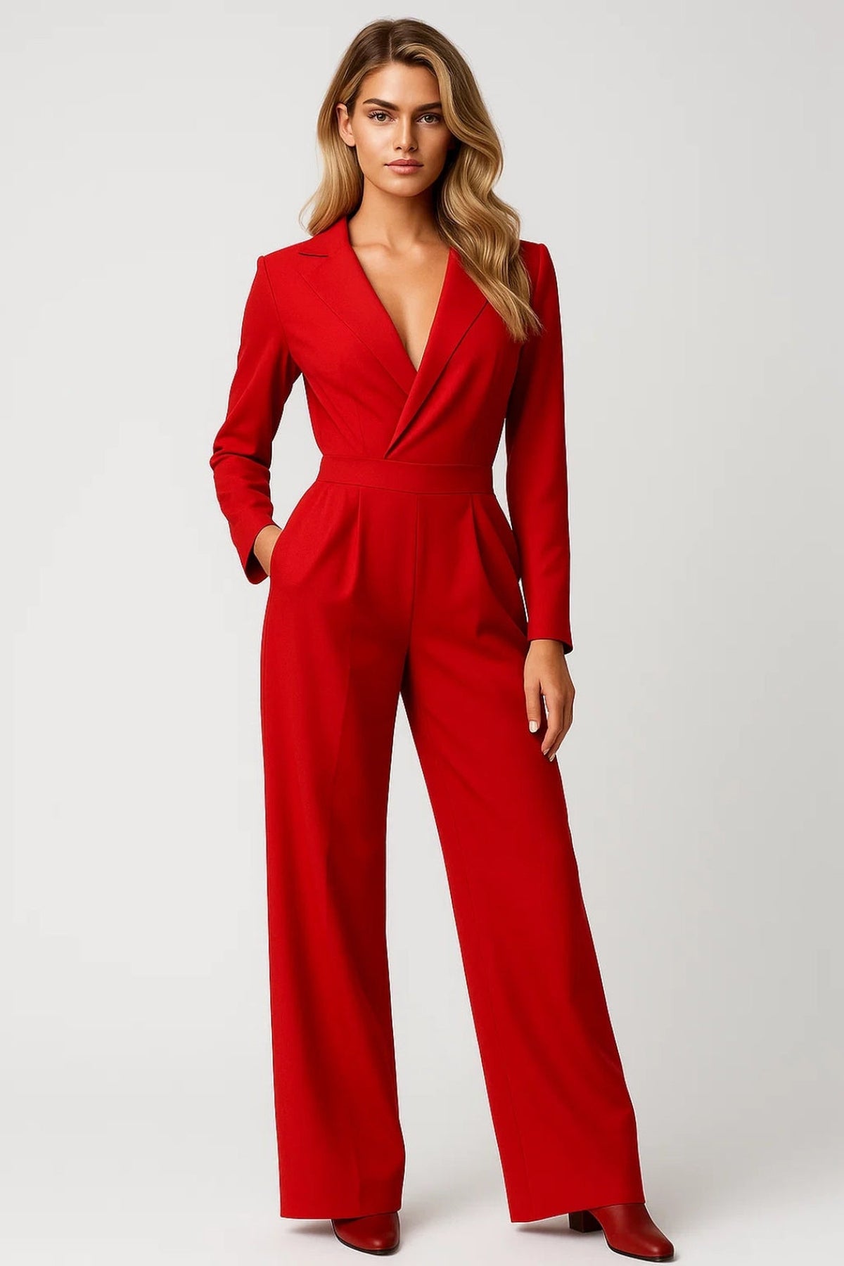 Jumpsuit Women - Tailored Jumpsuit with V-Neckline