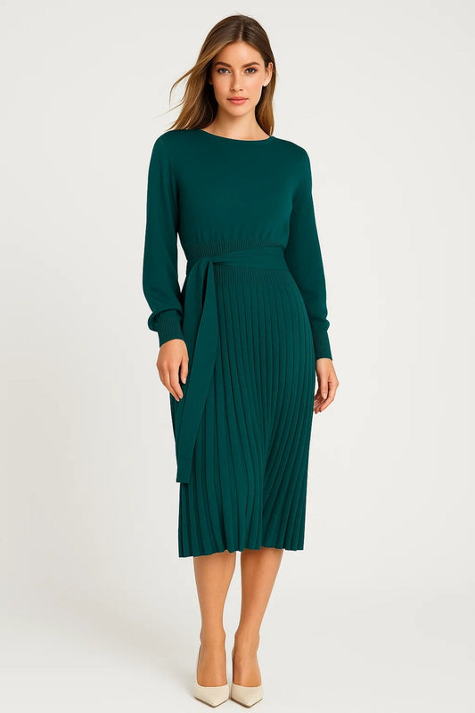 Dress Women - Midi Pleated Skirt Dress