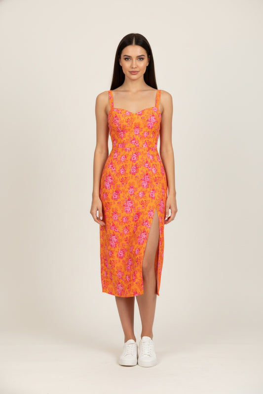 Dress Women - Midi Ruffle Neckline Dress