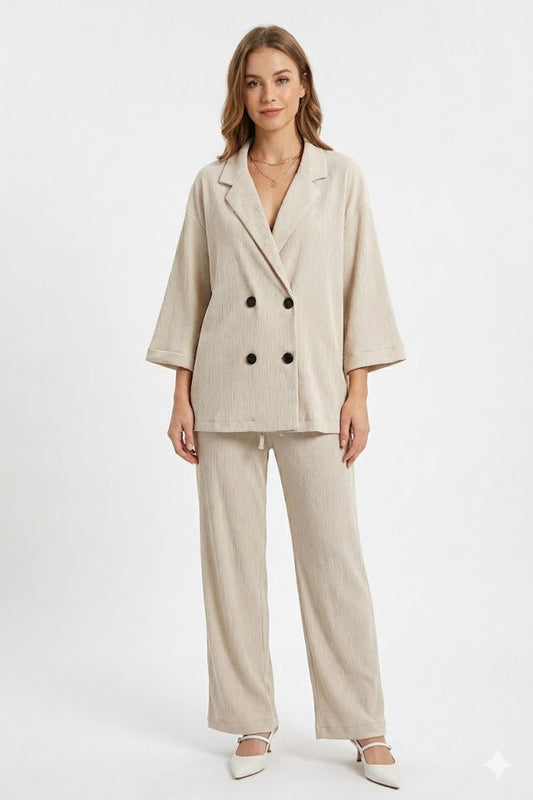 Suit Set Women - Tailored Wide Leg Blazer Set