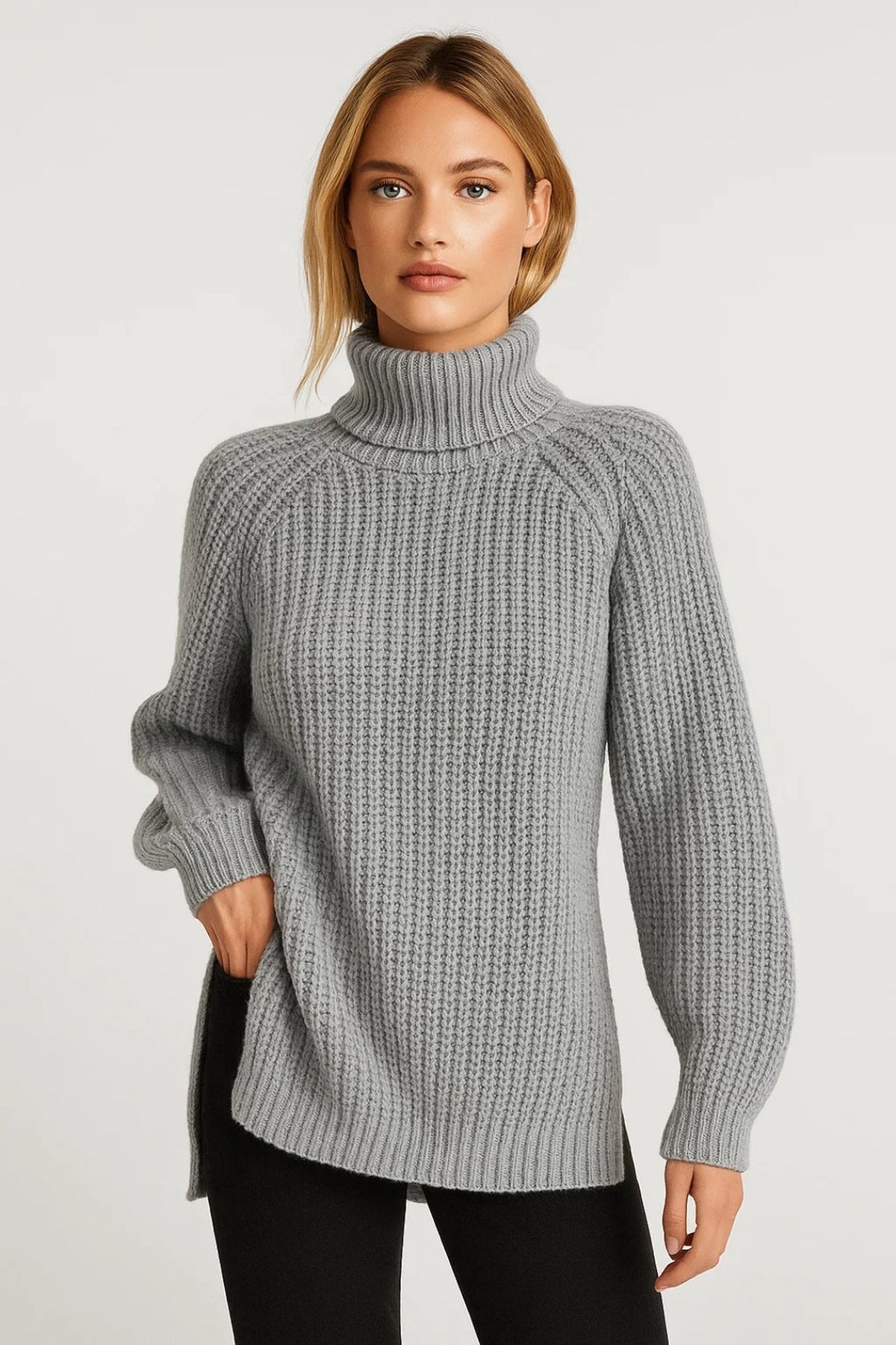 Sweater Women - Oversized Chunky Winter Sweater with Turtleneck