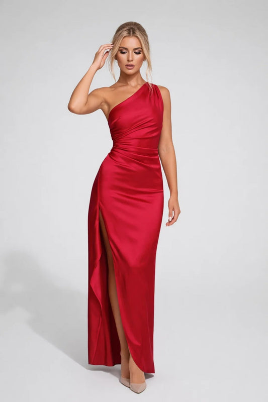 Maxi Dress Women - Dress with One-Shoulder Neckline and Asymmetric Cut