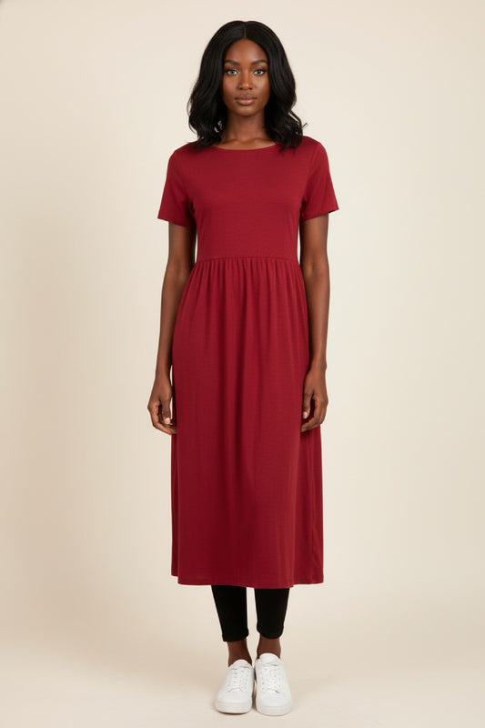 Maxi Dress Women - Cotton Casual Summer Dress with Cap Sleeves