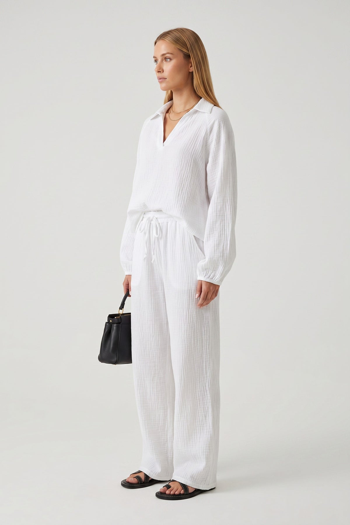 Set Women - Two-Piece Loungewear Set with Loose Trousers
