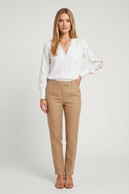 Shirt Women - Lace Detail Shirt with Button Front