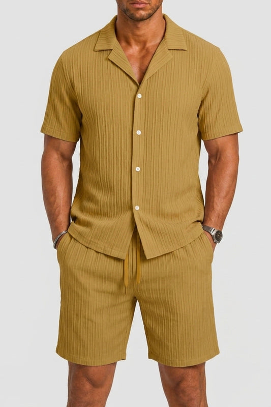 Set Men - Breathable Linen Two-Piece Summer Outfit with Short Sleeves
