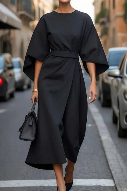 Dress Women - Midi Wide-Sleeve Dress with Belted Waist