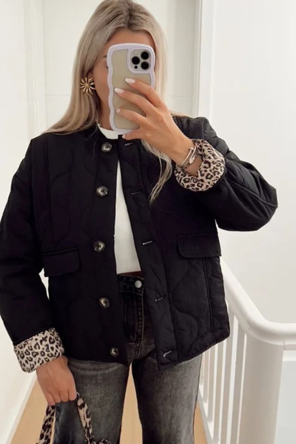 Jacket Women - Cropped Jacket with Contrast Print Lining