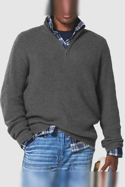Jumper Men - Quarter-Zip Ribbed Jumper