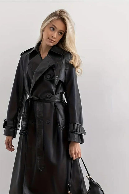 Trench Coat Women - Belted Leather Trench Coat