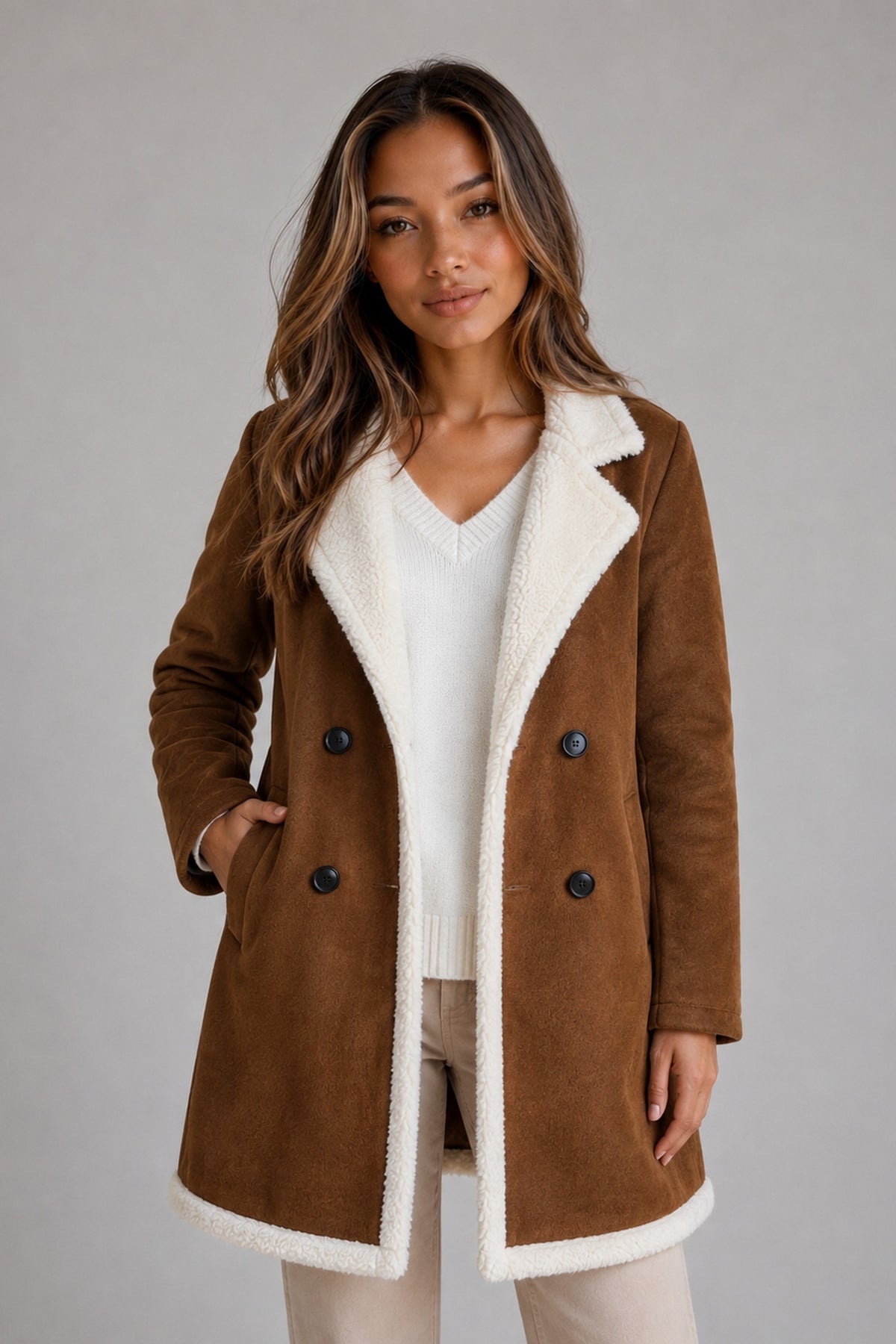 Jacket Women - Longline Shearling Jacket