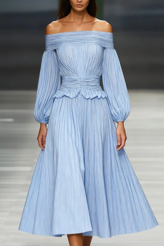 Dress Women - Off-Shoulder Pleated Dress