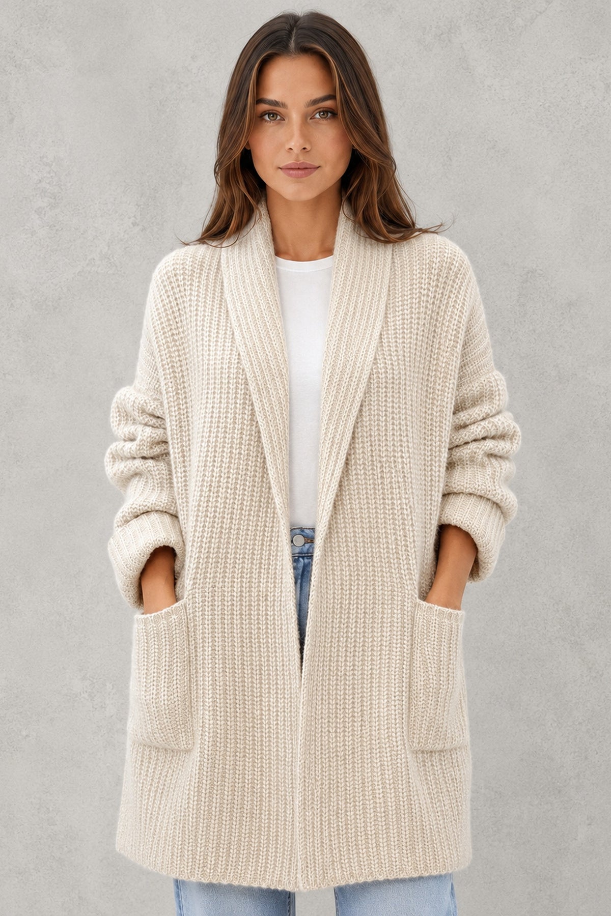 Cardigan Women - Longline Shawl Cardigan with Open Front