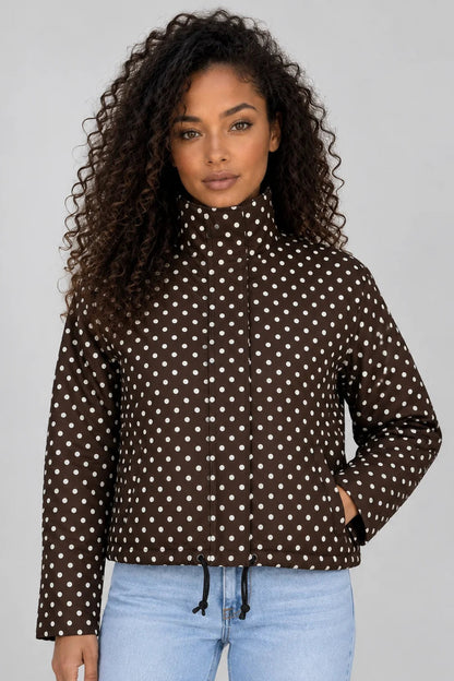 Polka Dot Cropped Women's Jacket – Chic Layer for Transitional Weather 0